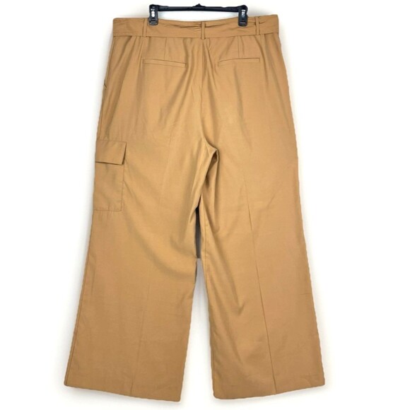 Dress Pants Slacks High Waist Women’s SZ 18 Belted zip Butterscotch Loose Fit - Picture 2 of 8